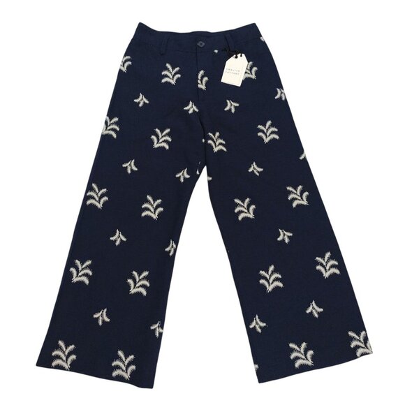Navy & White Wide-Leg Embroidered Pants By Elie Tahari  Womens Size M. NWT. - Picture 1 of 7